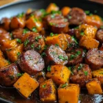 Sausage and Sweet Potatoes with Honey Garlic Sauce