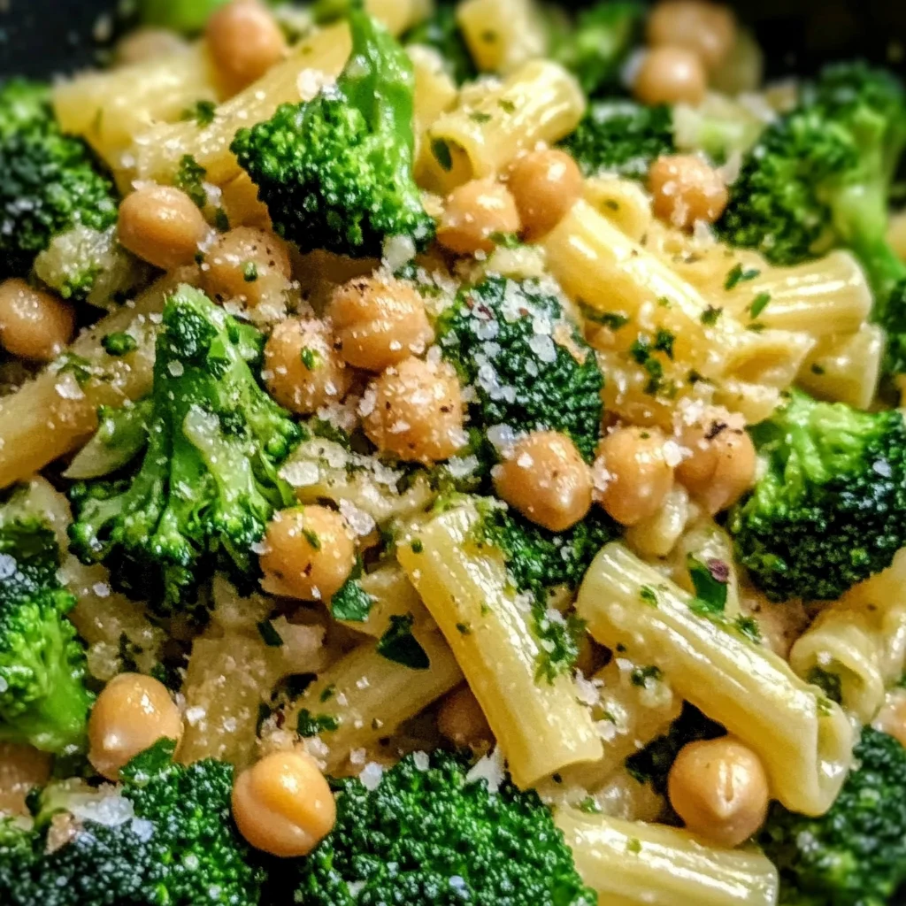 Broccoli Chickpea Pasta with Garlic Olive Oil