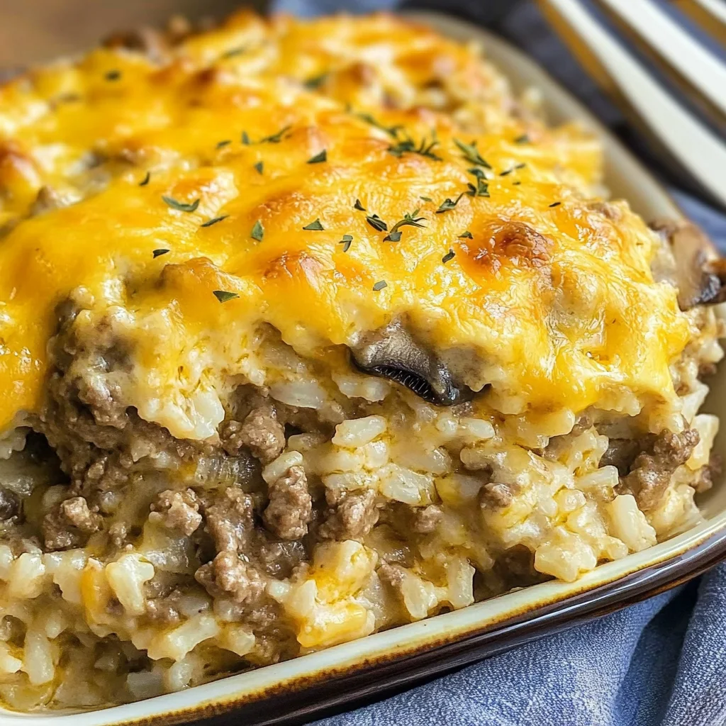 Cheesy Ground Beef and Rice Casserole