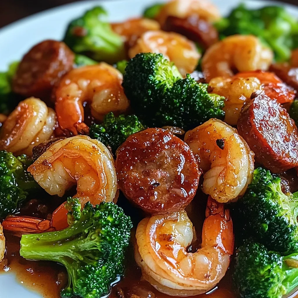 Honey Garlic Shrimp with Sausage and Broccoli