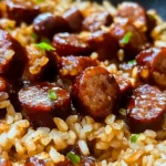 One-Pan Sweet and Tangy BBQ Sausage Rice