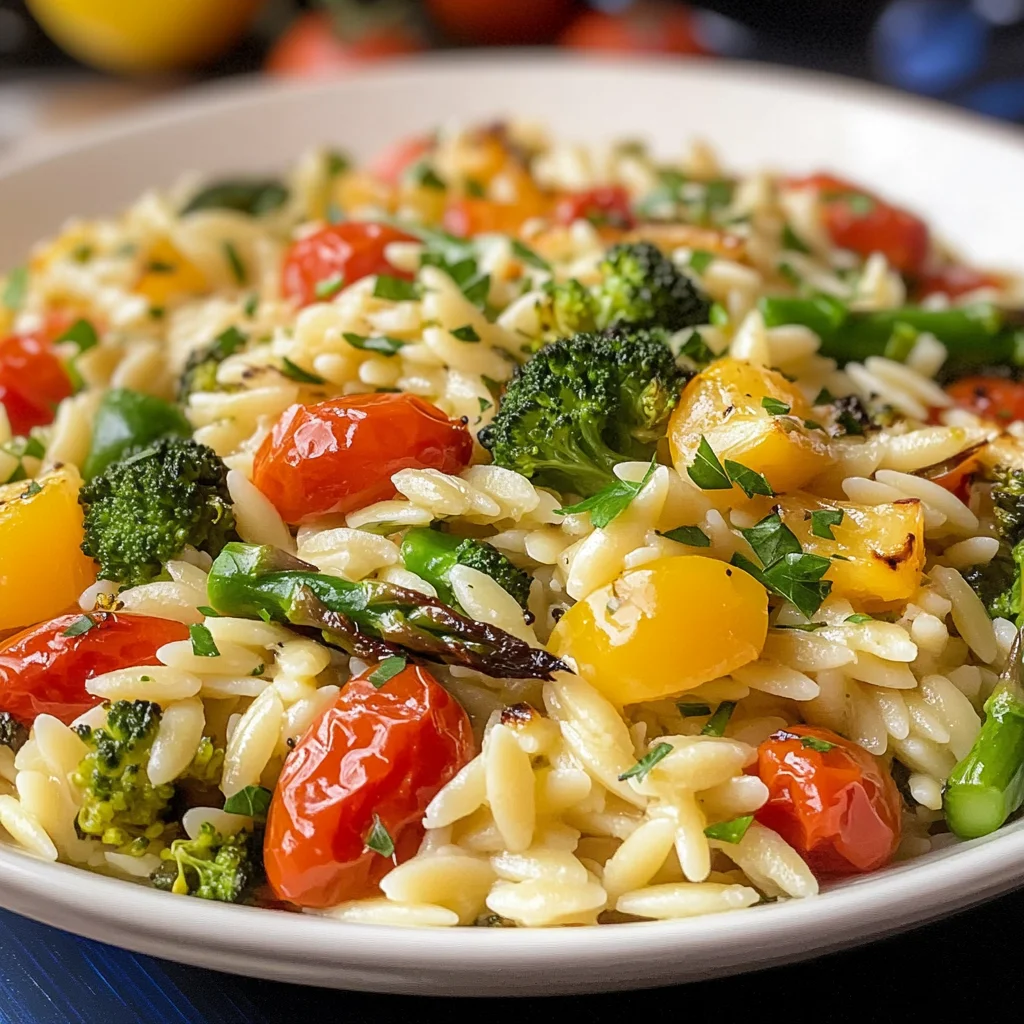 Orzo with Roasted Veggies and Lemon