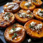 Roasted Sweet Potato Rounds with Honey and Feta
