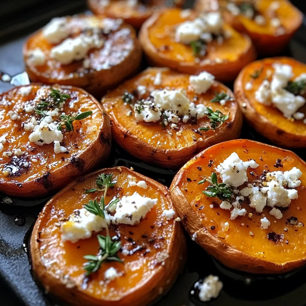Roasted Sweet Potato Rounds with Honey and Feta
