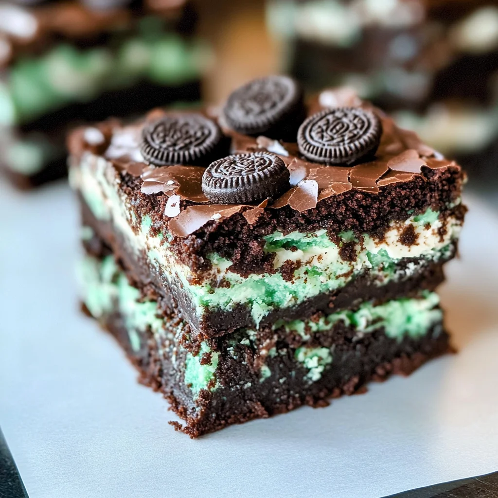 Triple Layer Fudgy Mint Oreo Brownies
