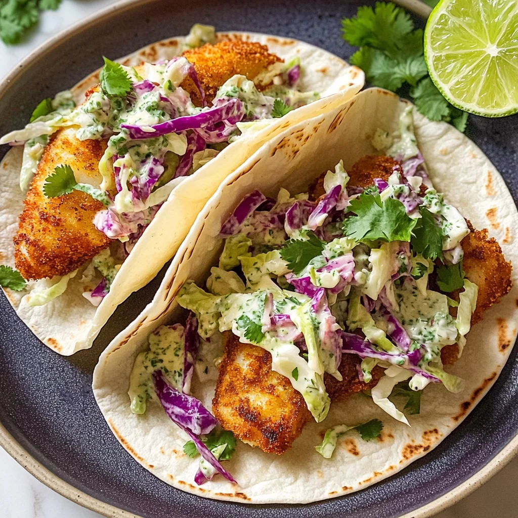 Air Fryer Fish Tacos with Cilantro Lime Slaw
