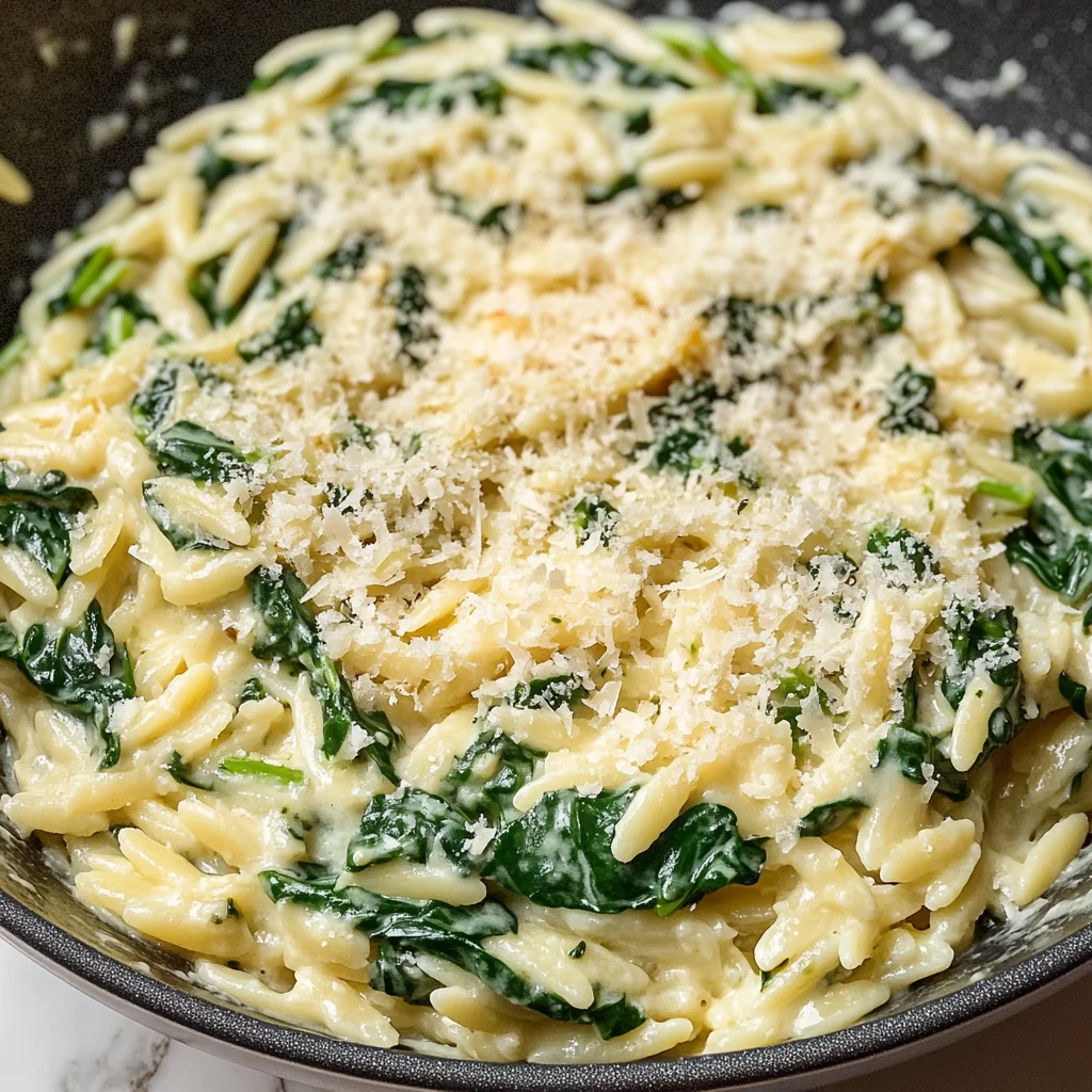 Creamy Garlic Spinach Orzo