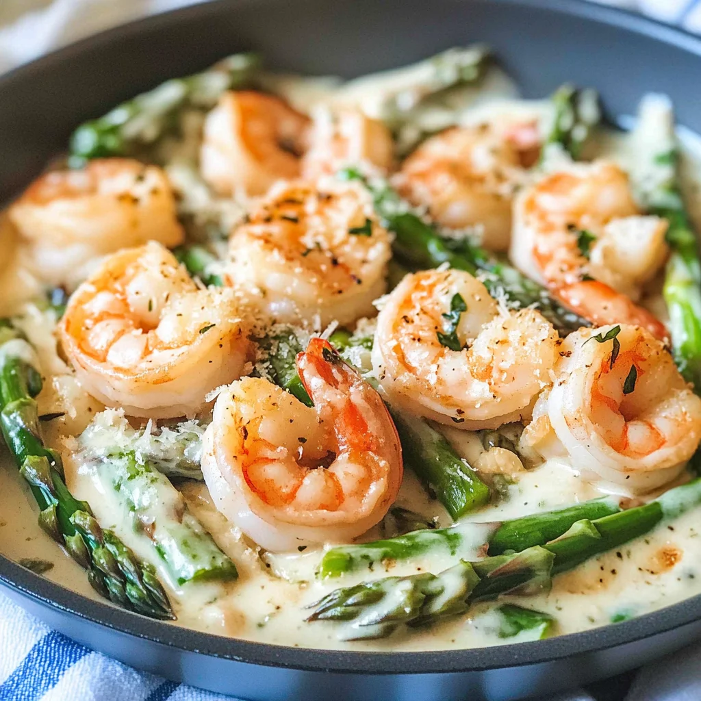 Easy Keto Shrimp Alfredo Recipe with Asparagus