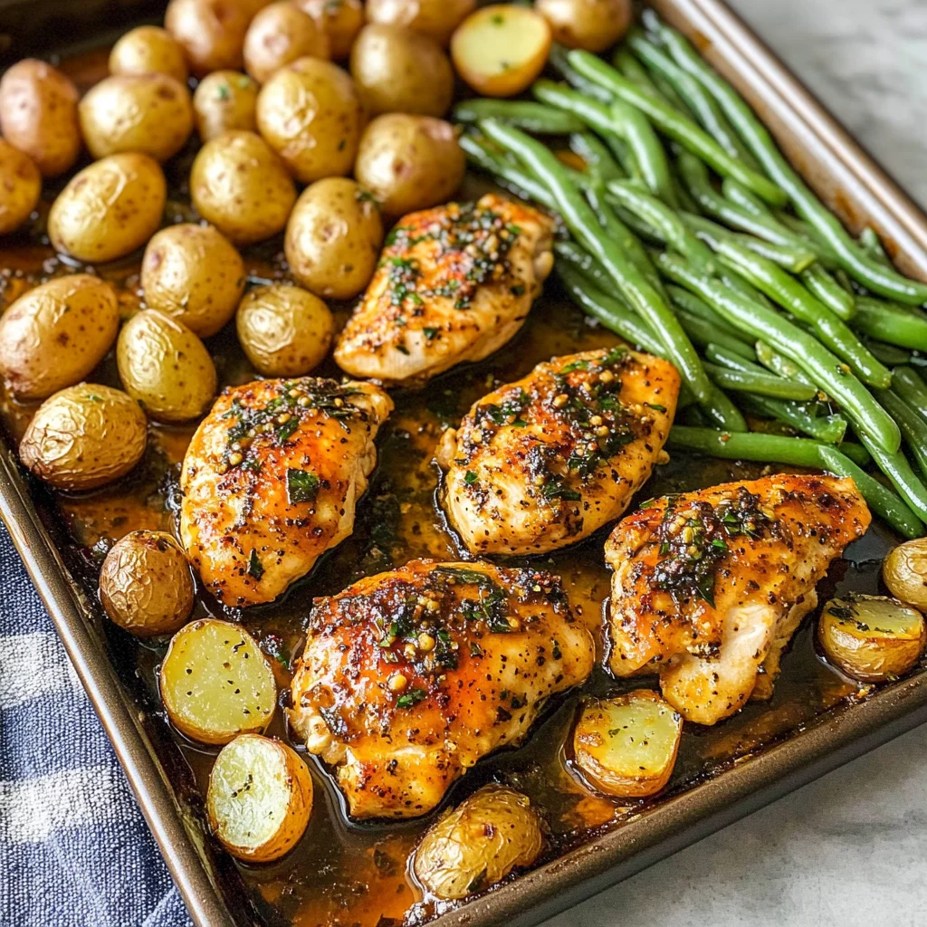 Sheet Pan Honey Mustard Chicken, Beans and Potatoes