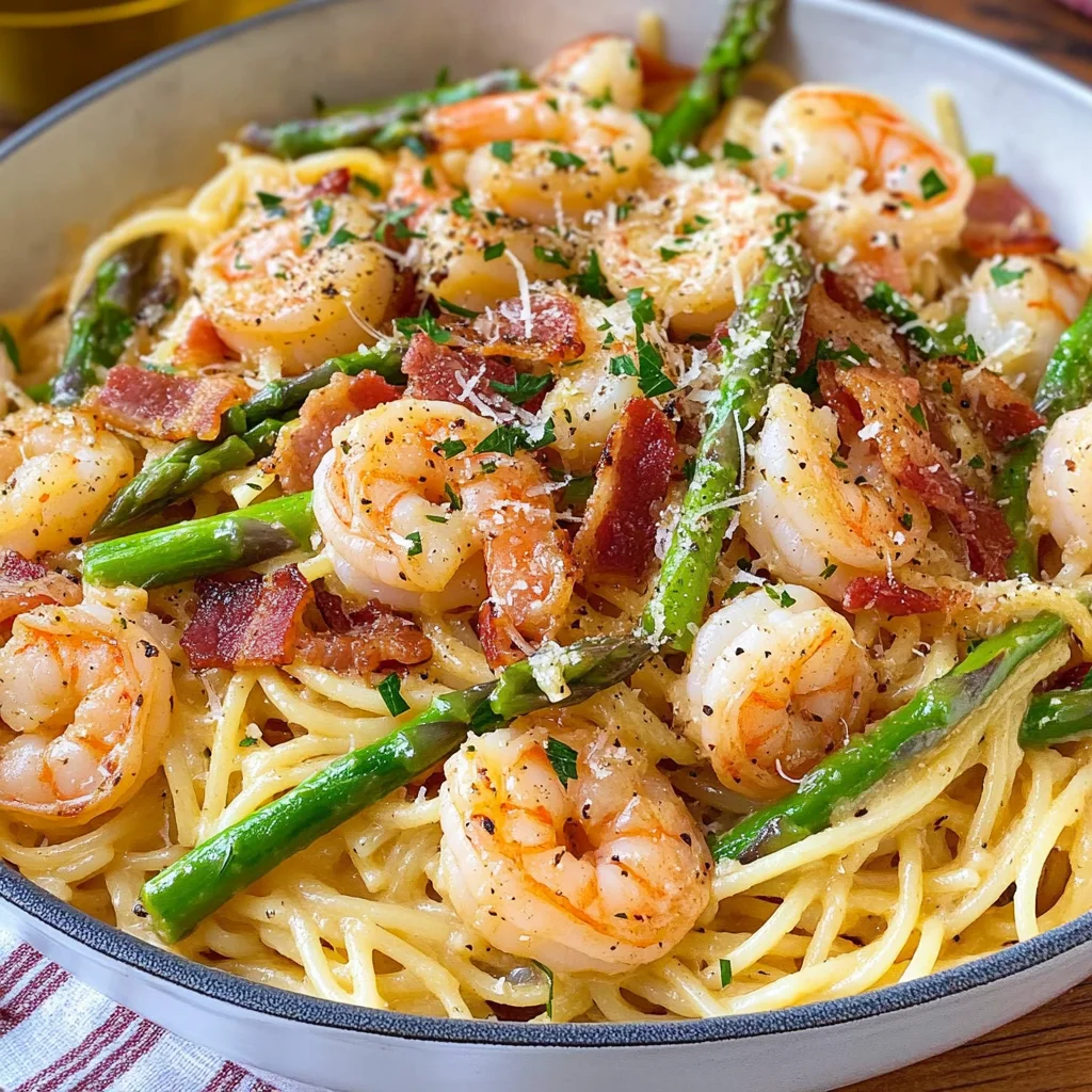 Shrimp Asparagus Carbonara