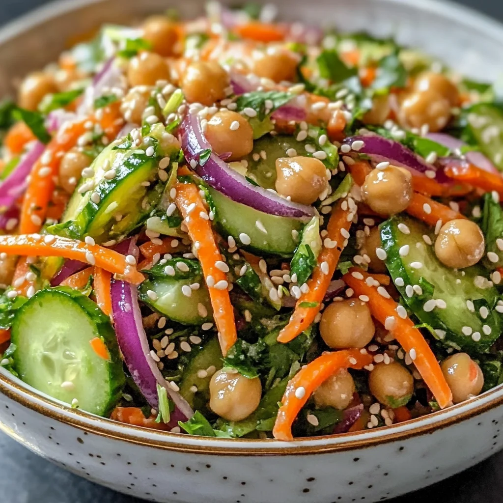 Asian Cucumber and Chickpea Slaw with Sesame Dressing