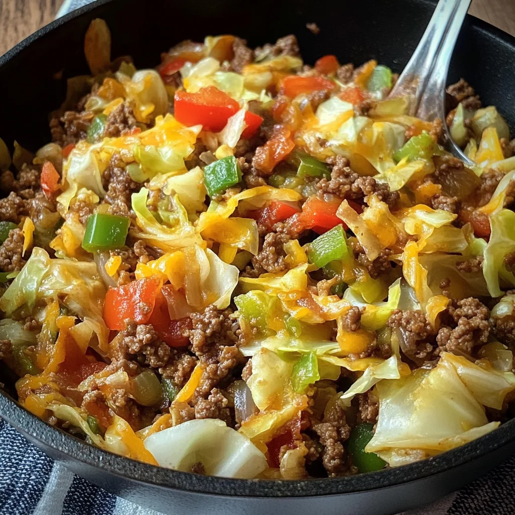 Cabbage Roll Skillet (Easy Keto Ground Beef Dinner Recipe)