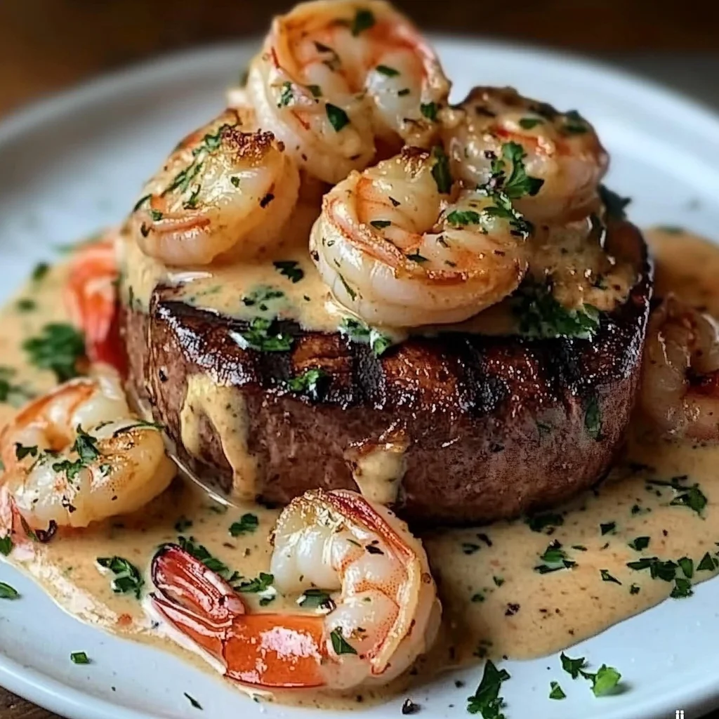 Filet Mignon with Shrimp and Lobster Cream Sauce
