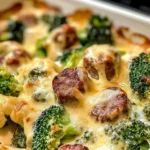 Keto Broccoli and Cauliflower Au Gratin With Sausage Delight